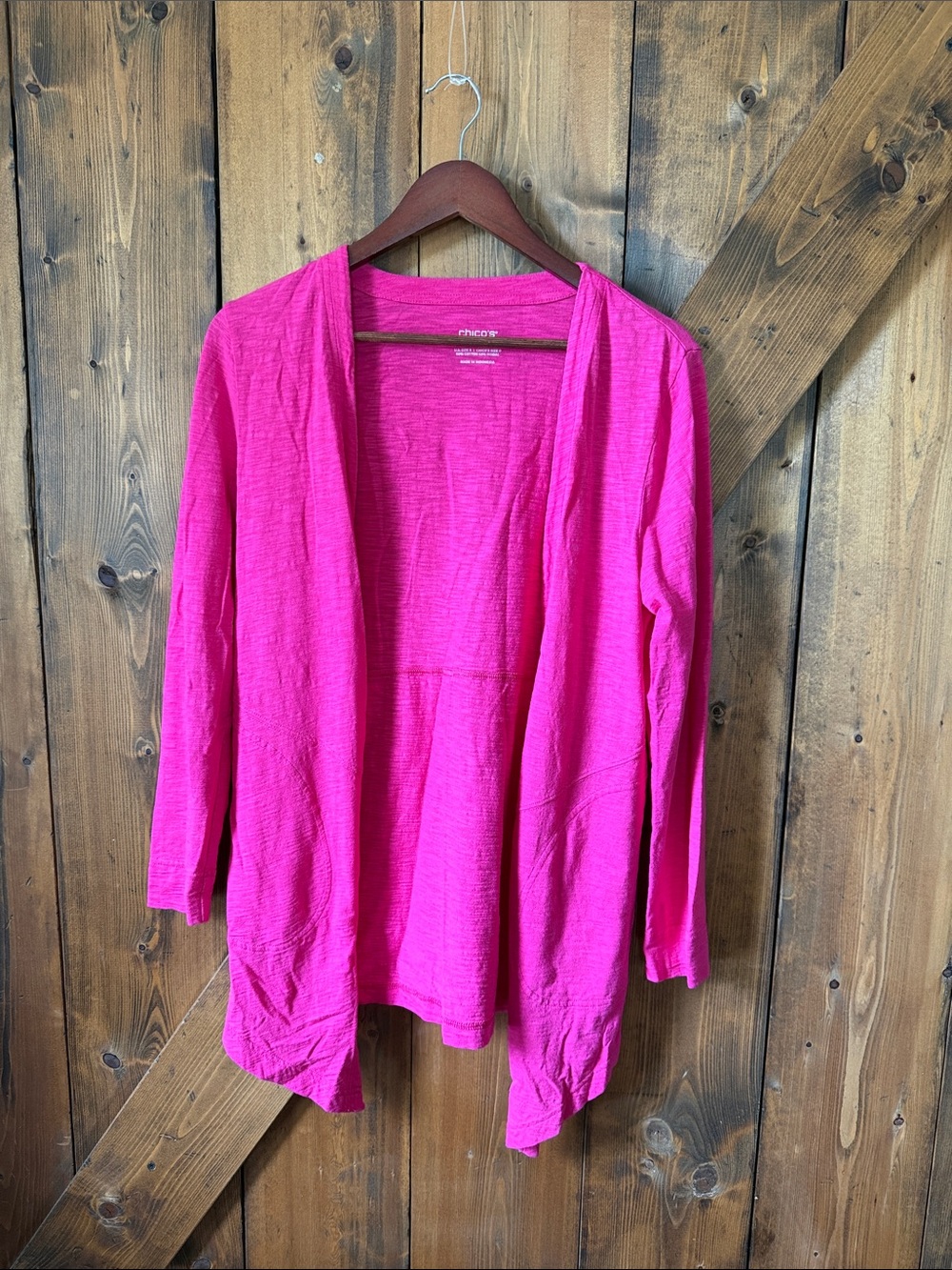 Chico's Vibrant Hot Pink Tee Cardigan